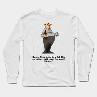 Funny Wine and Wife Cartoon Humor Long Sleeve T-Shirt